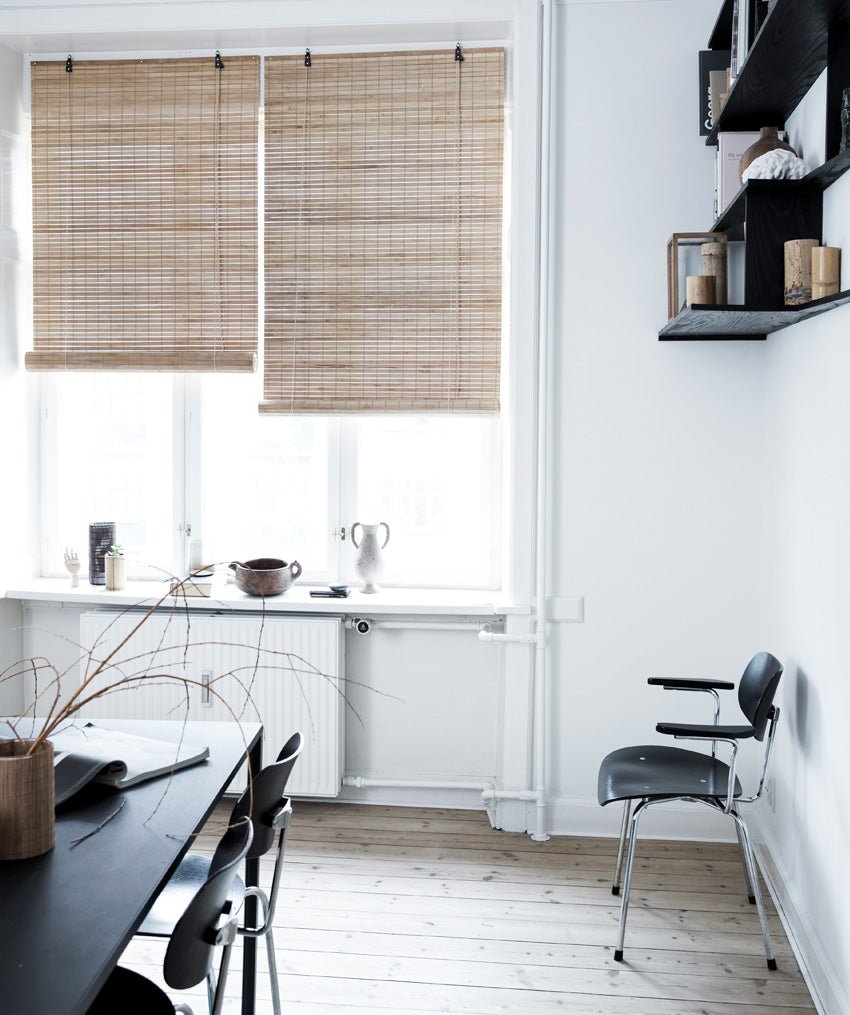 Light brown bamboo roller blinds