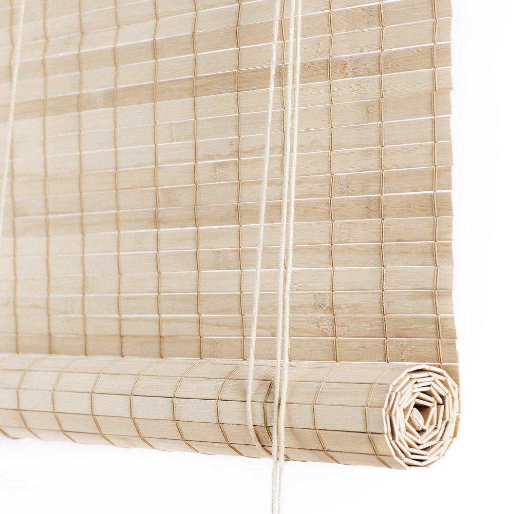 Light brown bamboo roller blinds