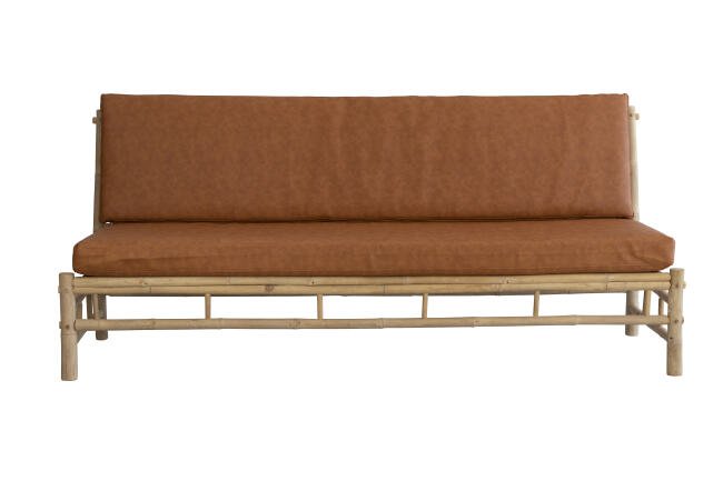 Bamboo sofa 3 seater with leather cushions very few left