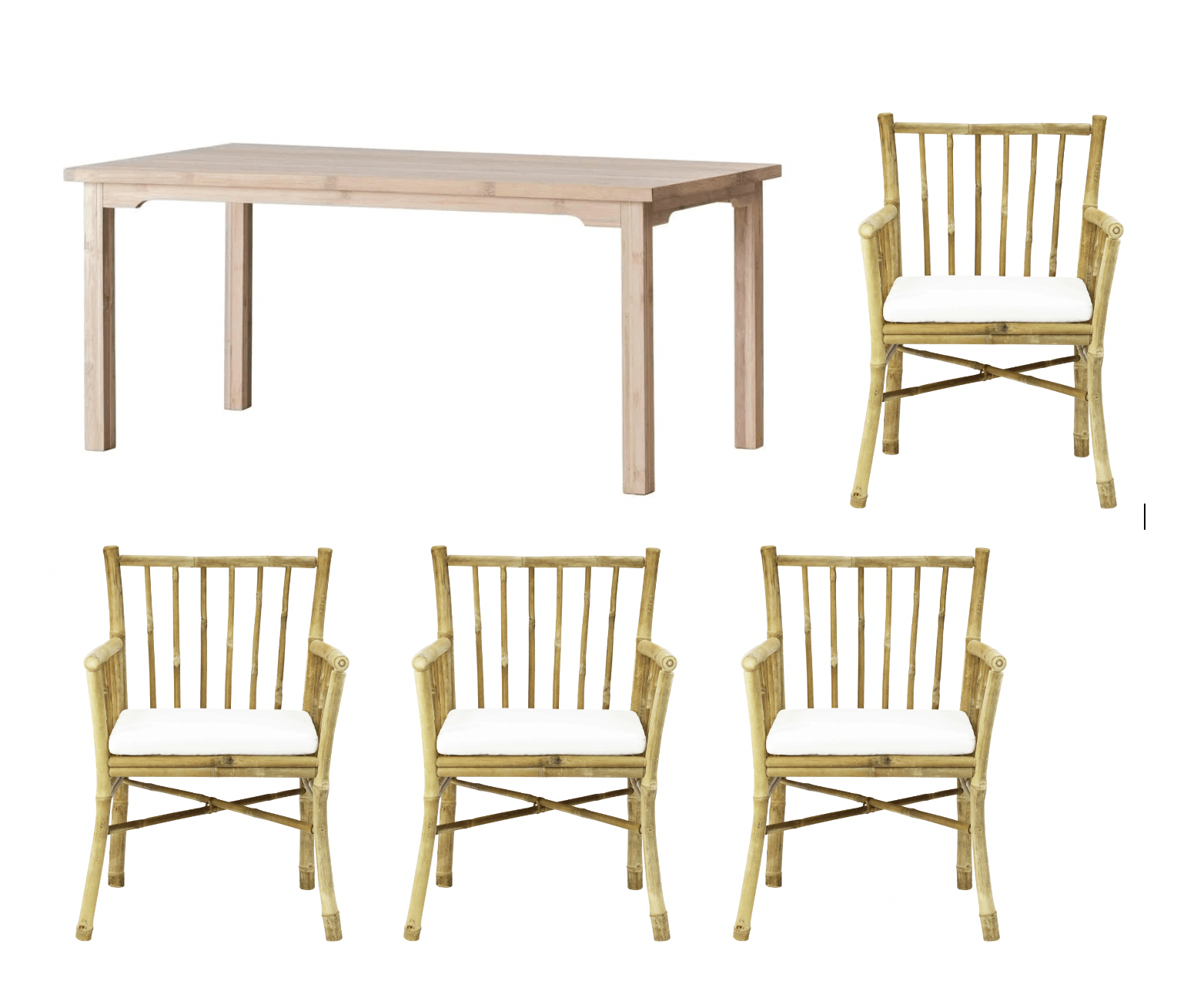 Bamboo package, dining table 170x90 and 4 Luna dining table chairs SOLD OUT DK
