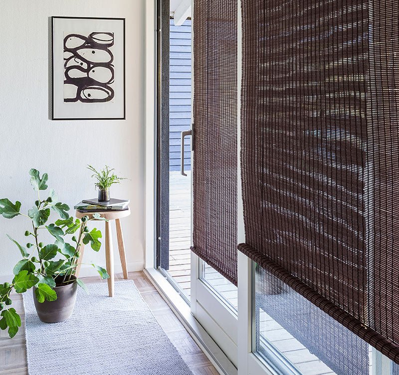 Dark brown bamboo roller blind