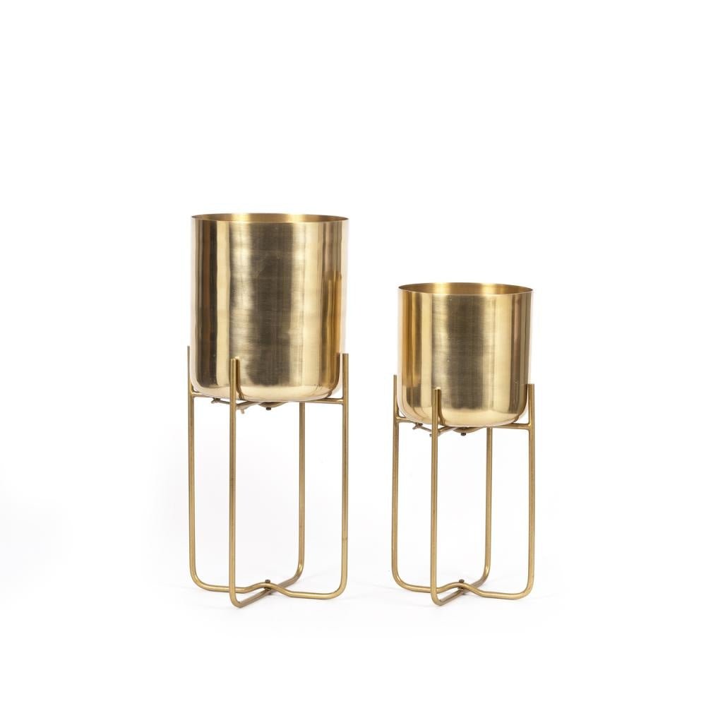 Brass planters on foot - Brass - M