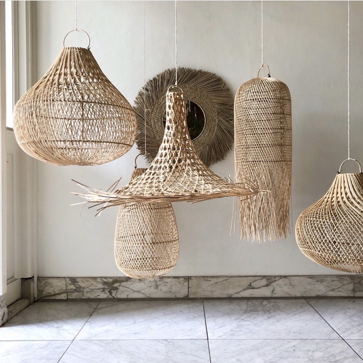 Mykonos hængelampe - naturlig - M