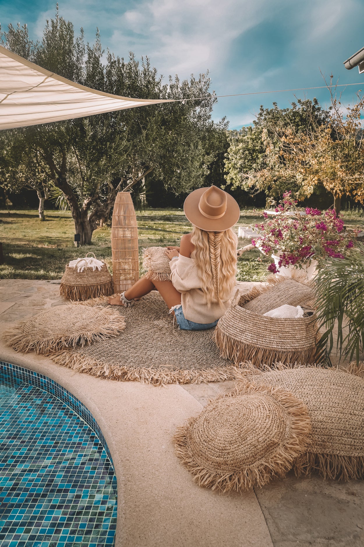 Raffia Deluxe Basket - Natural - Set of 2