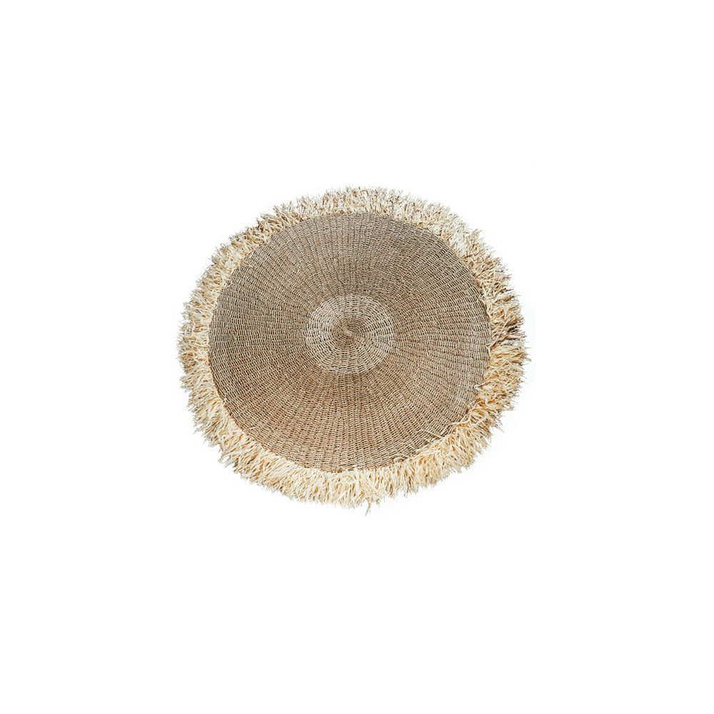 Raffia fringed rug - natural - 100