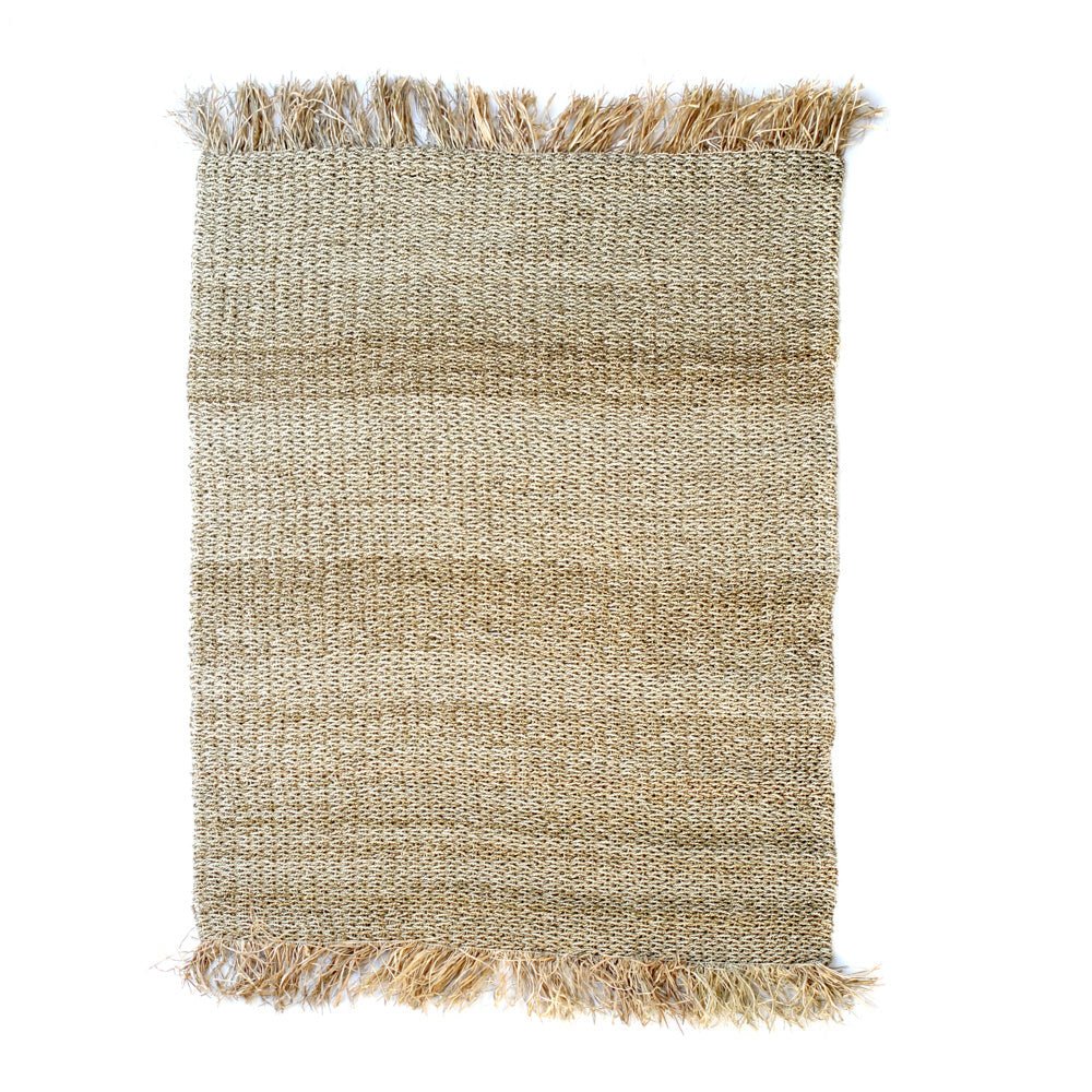 Raffia frynsede tæppe - naturligt - 180x240
