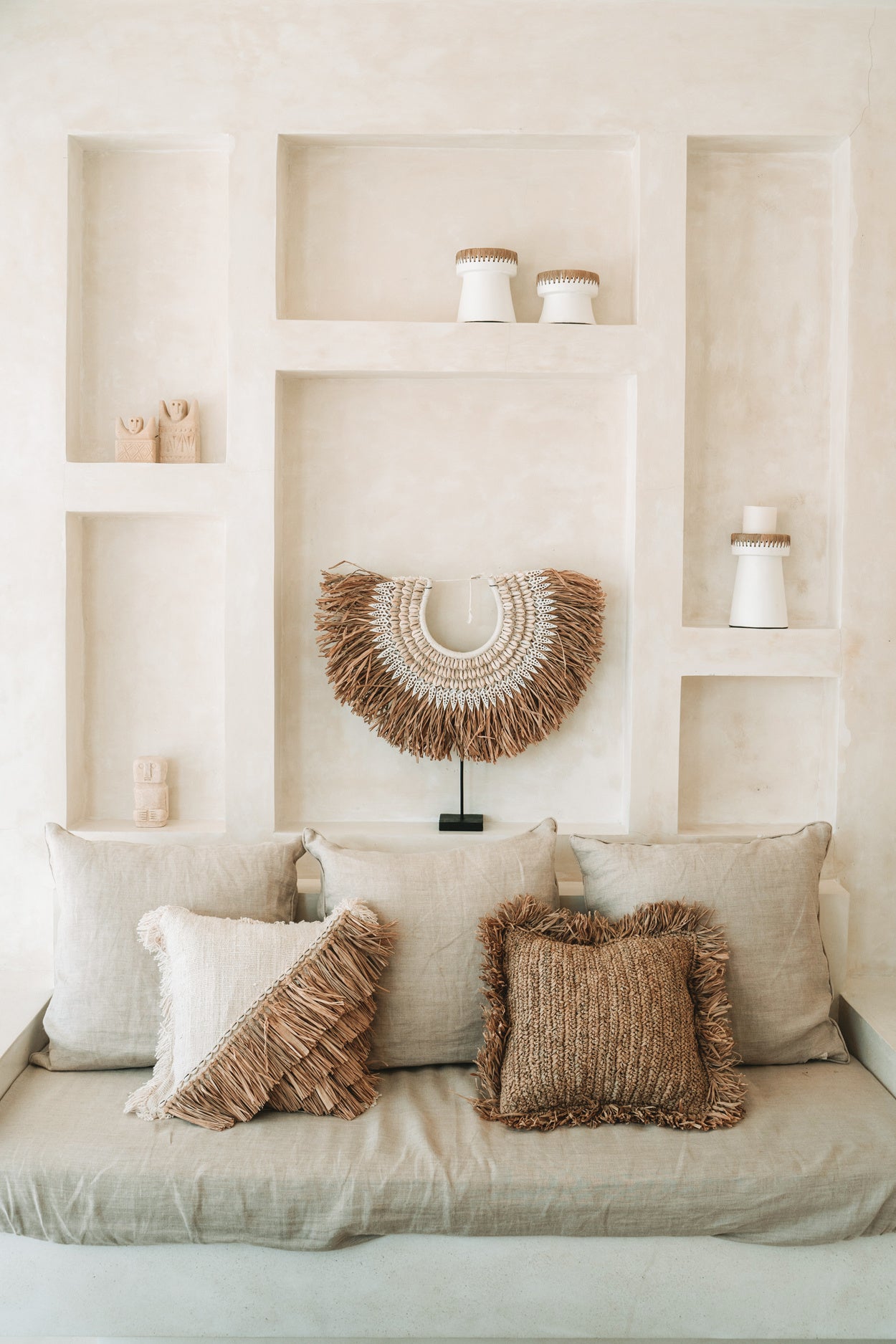 The Raffia Cotton Cushion Cover - Natural White - 40x40