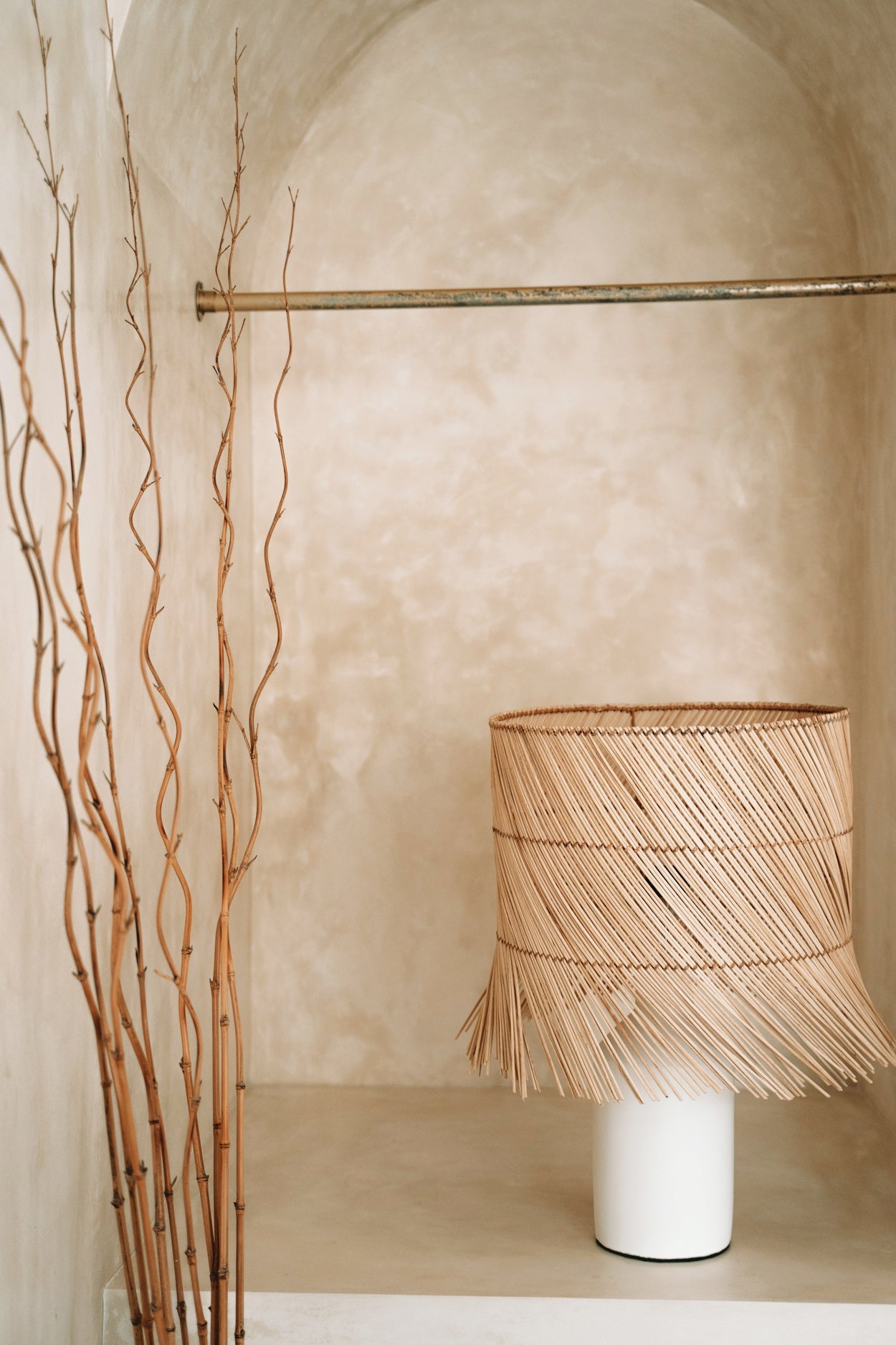 Rattan Table Lamp - White Nature