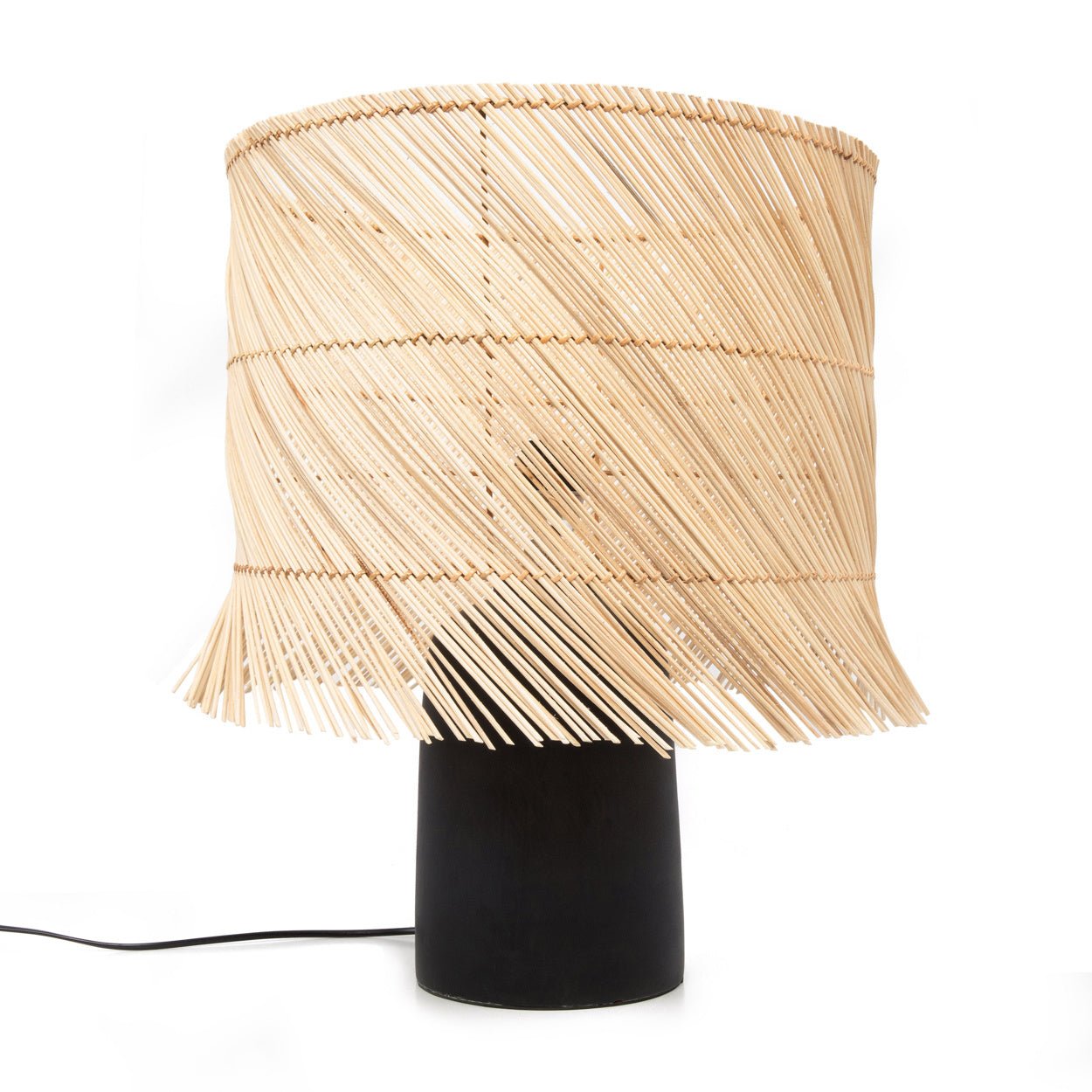 Rattan Bordlampen - Sort Natur