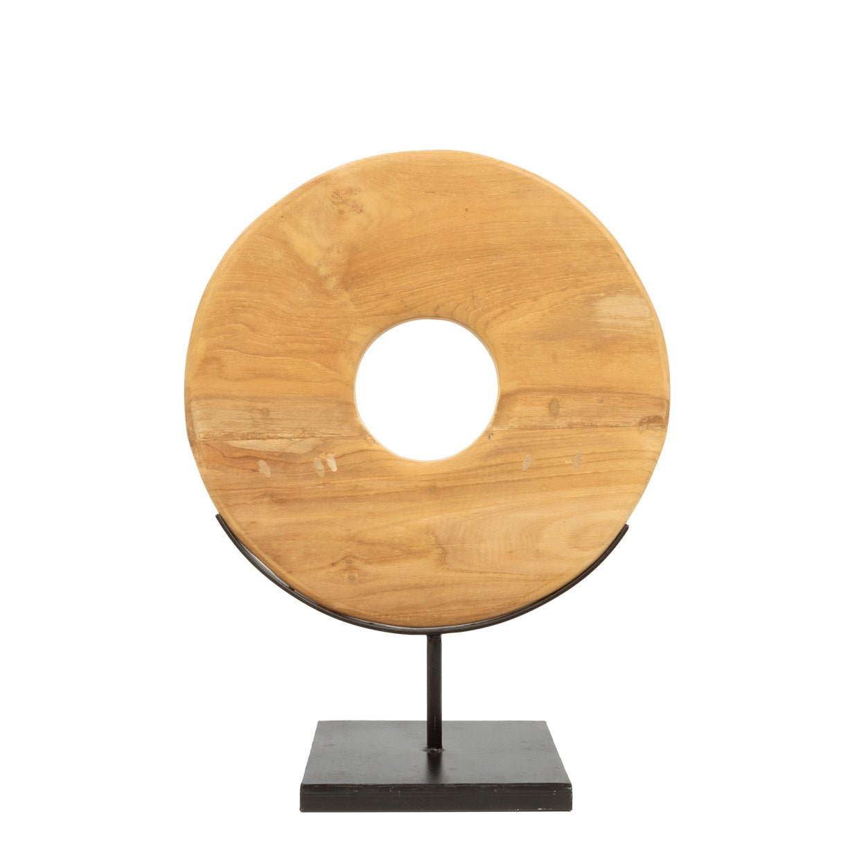 Teak disc on stand - M