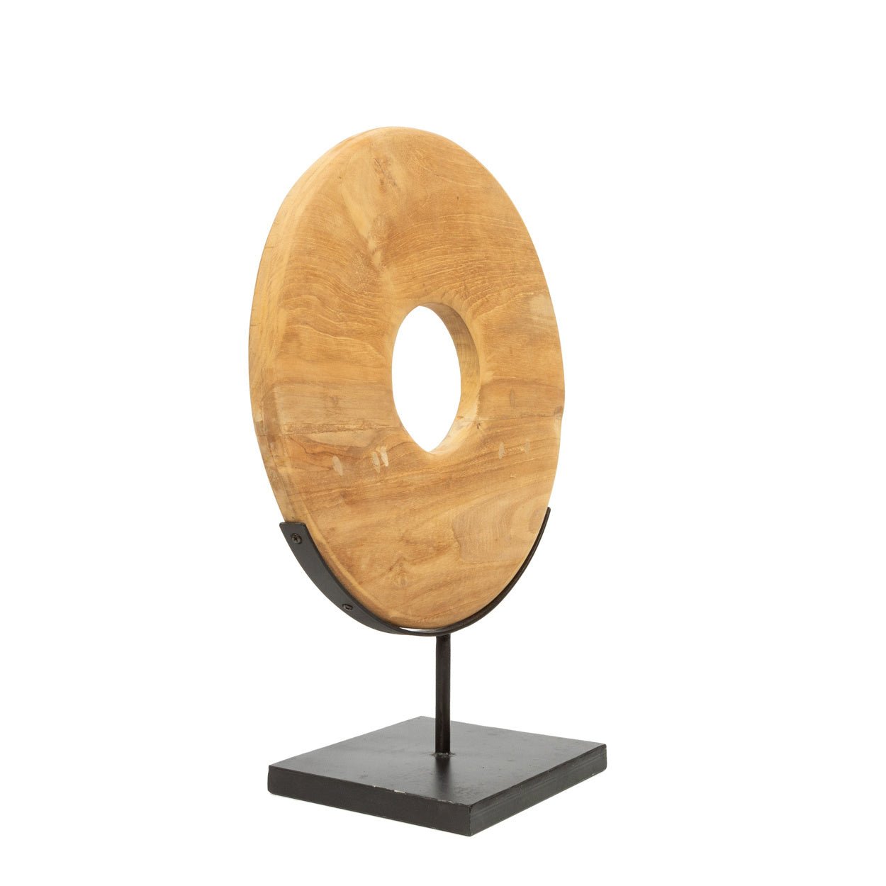 Teak disc on stand - M