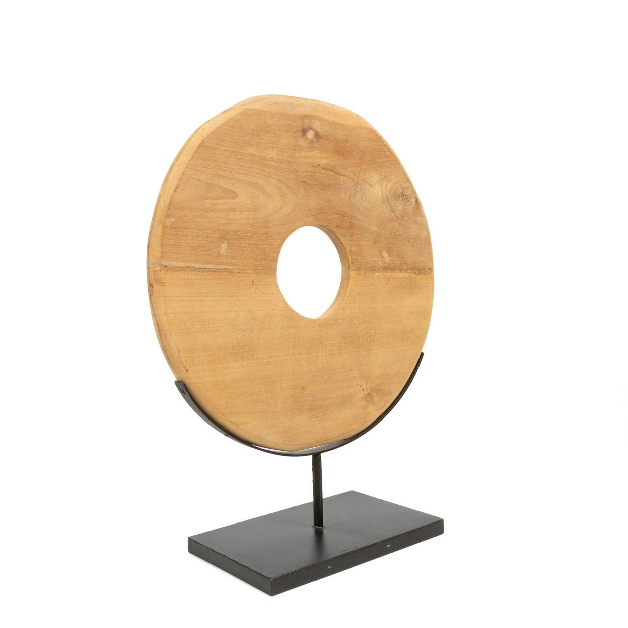 Teak disc on stand - M
