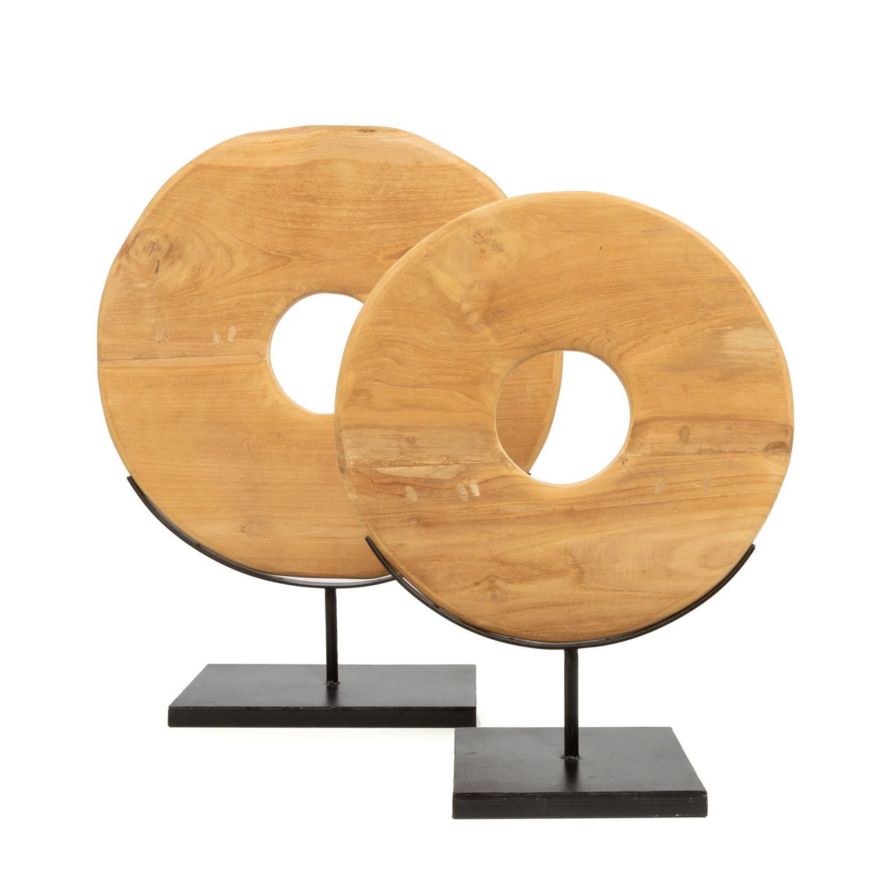 Teak disc on stand - M