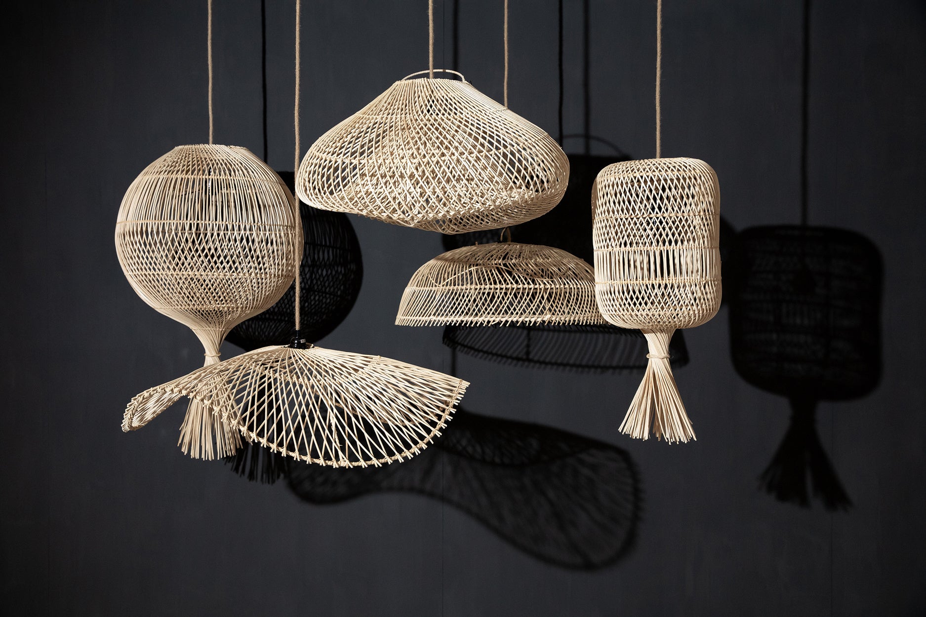 Wonton floor and hanging lamp - natural