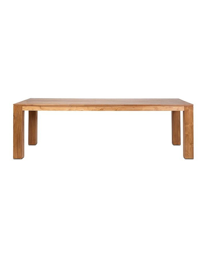 Extendable dining table in untreated solid regenerated teak 180 (260) x 90 cm