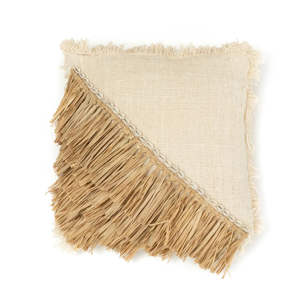 The Raffia Cotton Cushion Cover - Natural White - 40x40