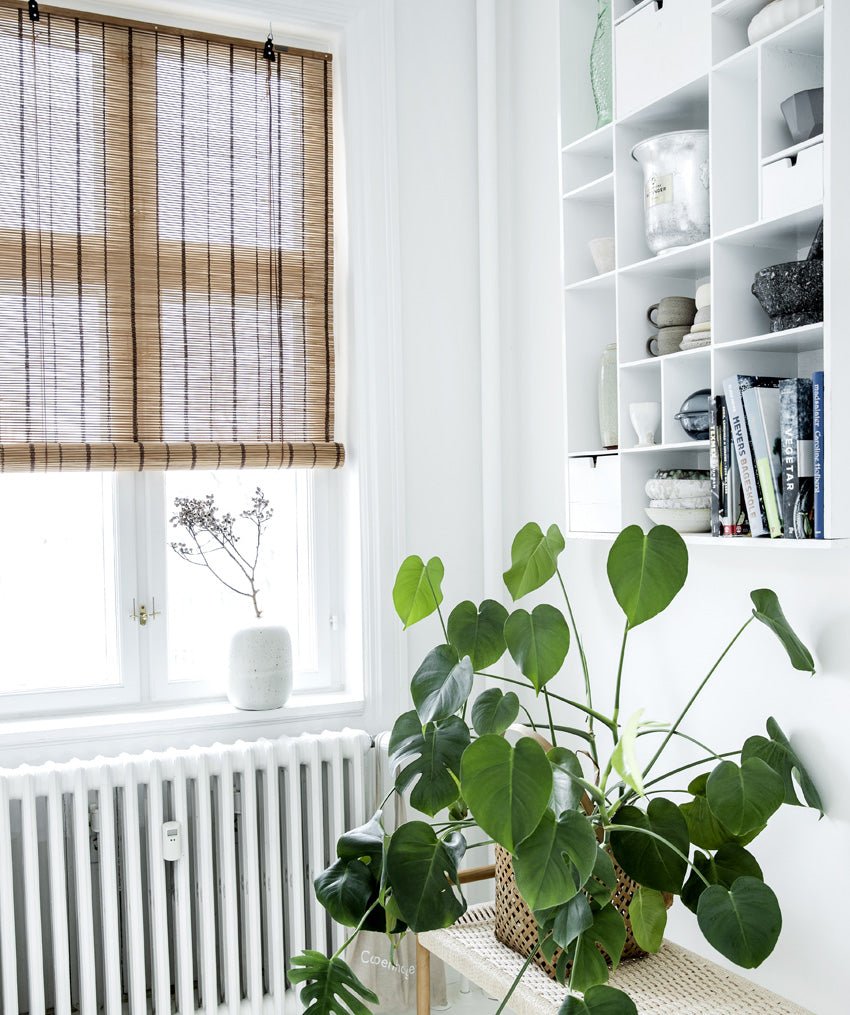 Brown striped bamboo roller blinds
