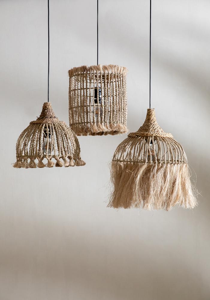 Abaca birdcage hanging lamp - natural - M