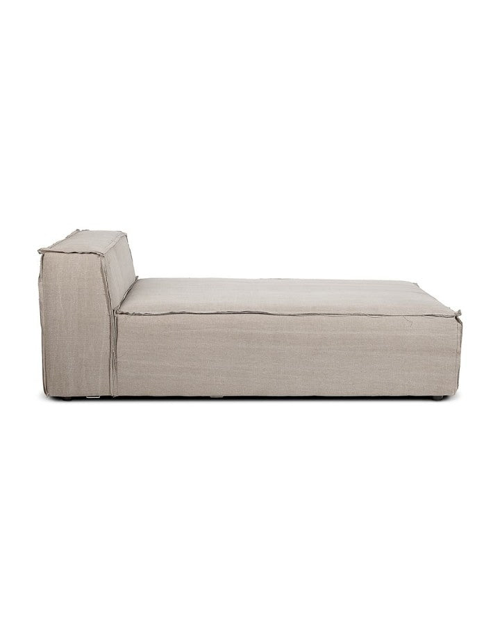 Chaise longue in linen and cotton