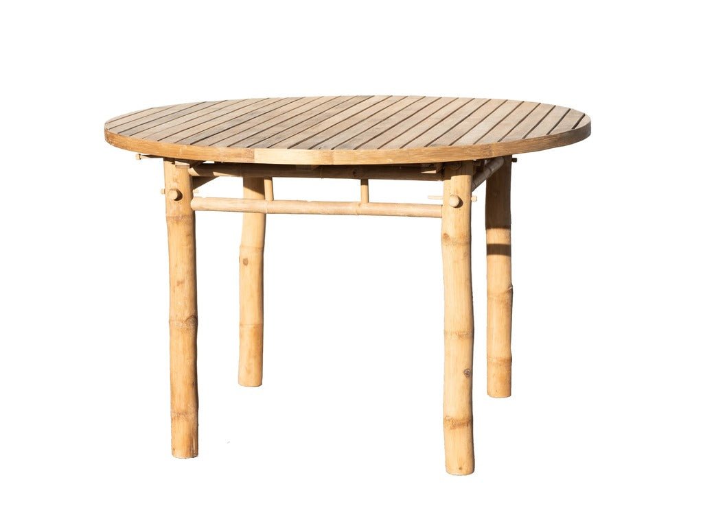 SÆT: Bambus spisebord Ø115 og 4 Luna stol - Northbynorth - Køb Bambusmøblertole