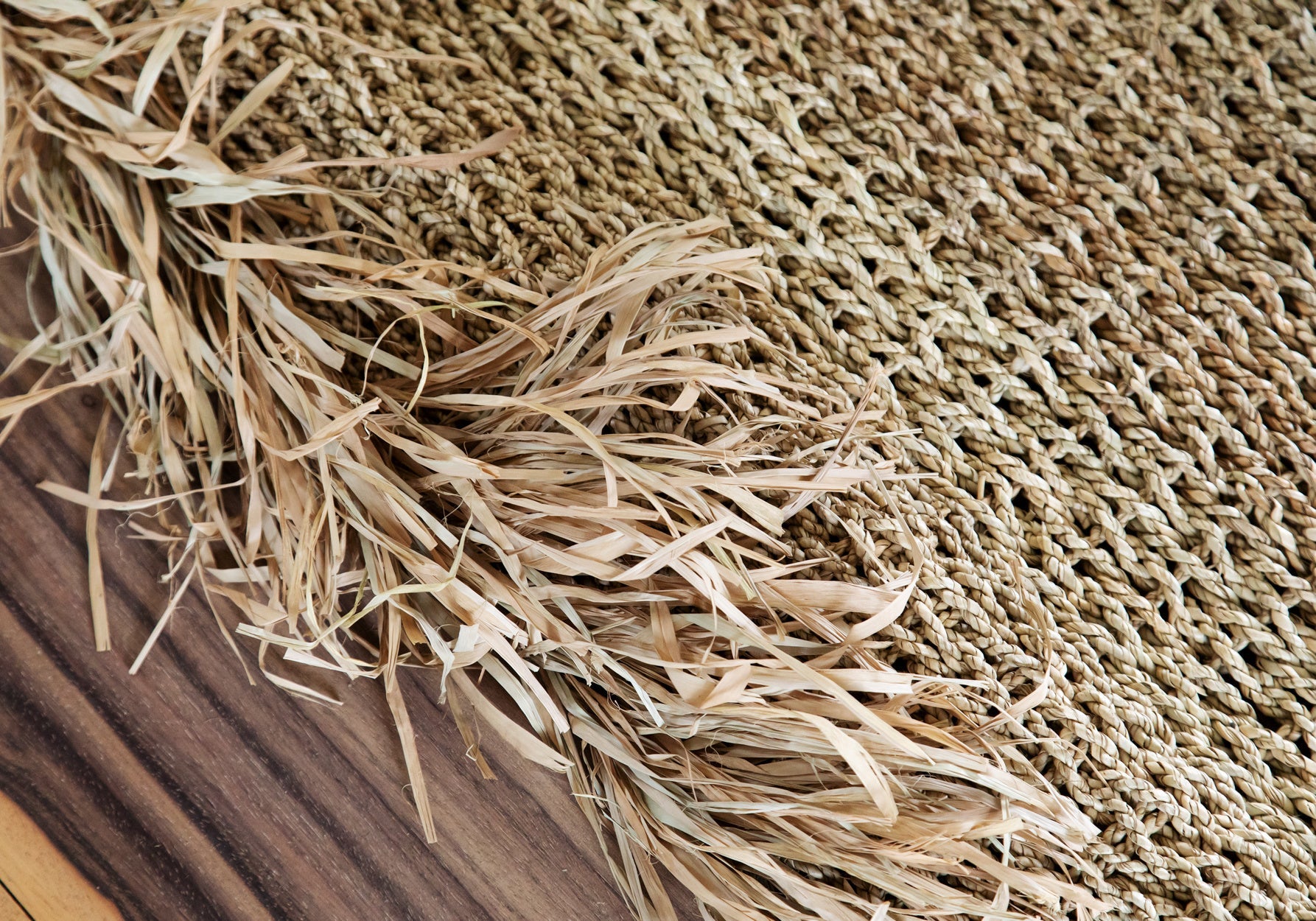 Raffia fringed rug - natural - 180x240