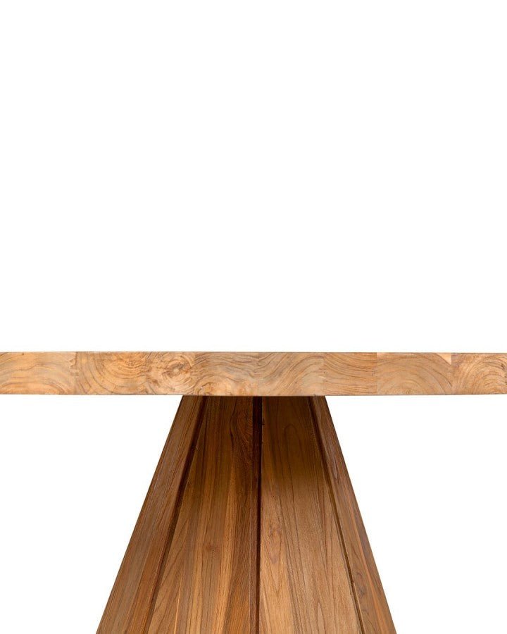 Vackert runt minimalistiskt teakbord 180x180x75