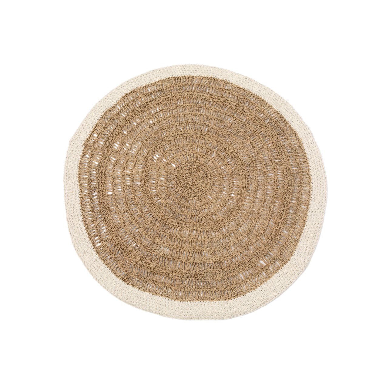The round seagrass and cotton carpet - Natural white - 100