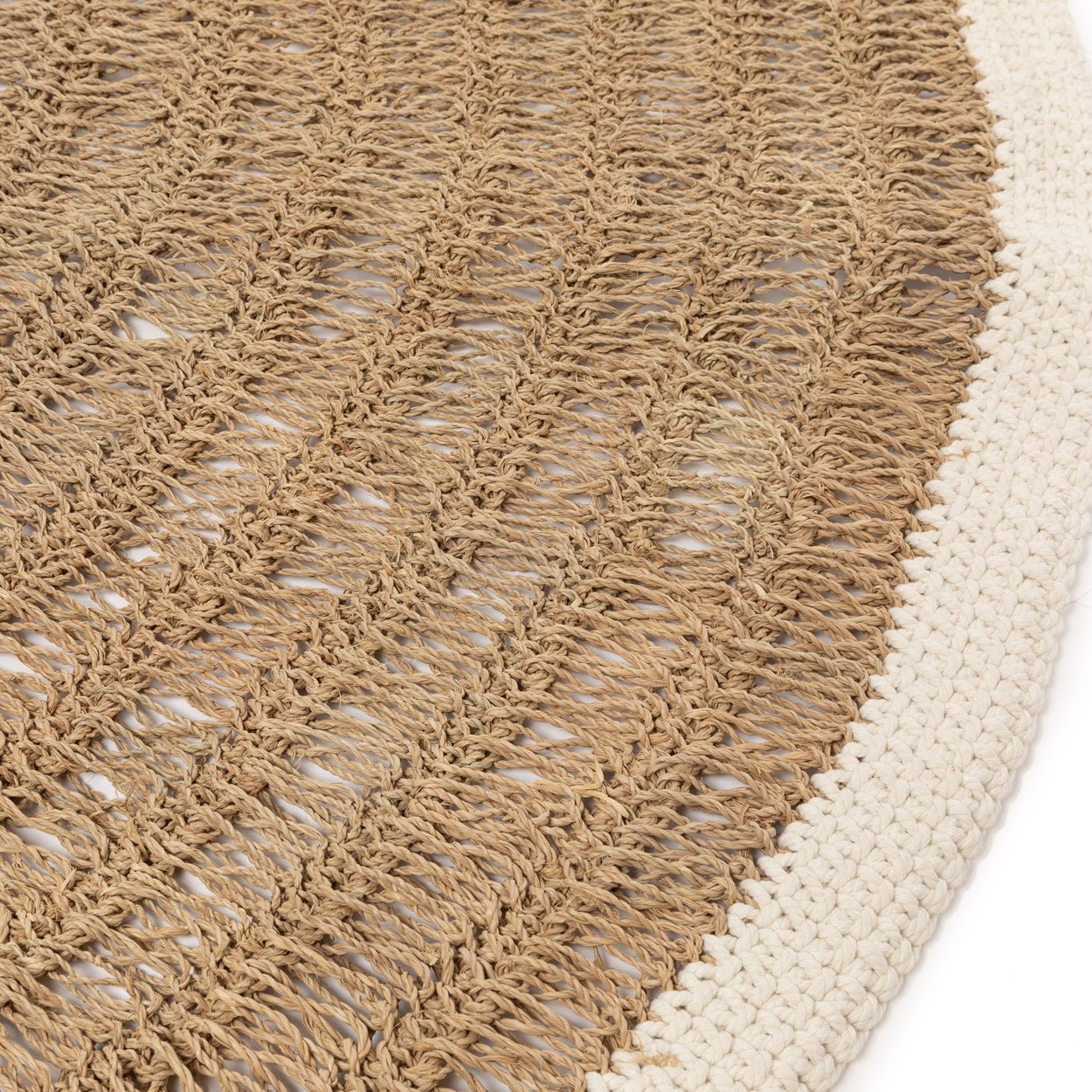 La alfombra redonda de pastos marinos y algodón - Blanco natural - 150