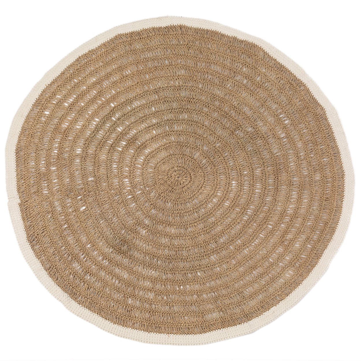 La alfombra redonda de pastos marinos y algodón - Blanco natural - 200