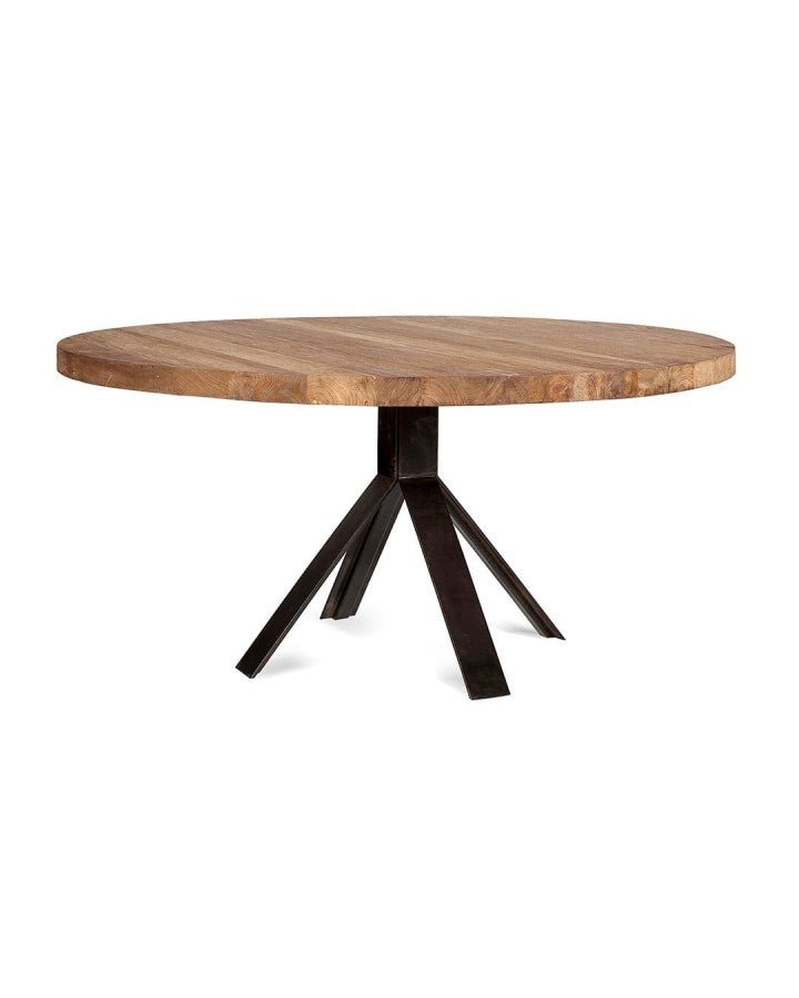 Espectacular mesa de comedor realizada en madera de teca natural recuperada 160x160x75