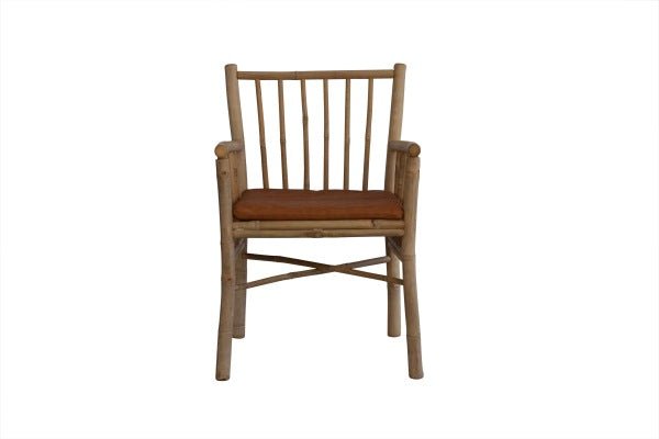 Bambus stol med læder hynde - 2 STK. incl læderhynder