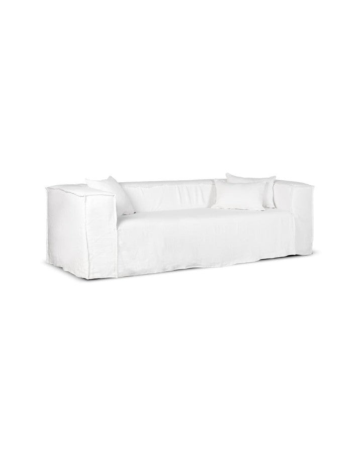 Hermoso sofá en lino natural de alta calidad.