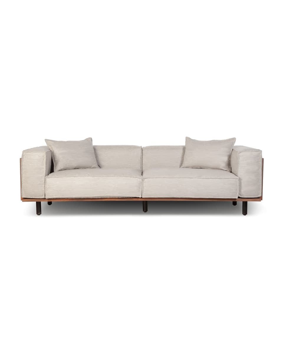 The linen sofa offers 3 comfortable seats
